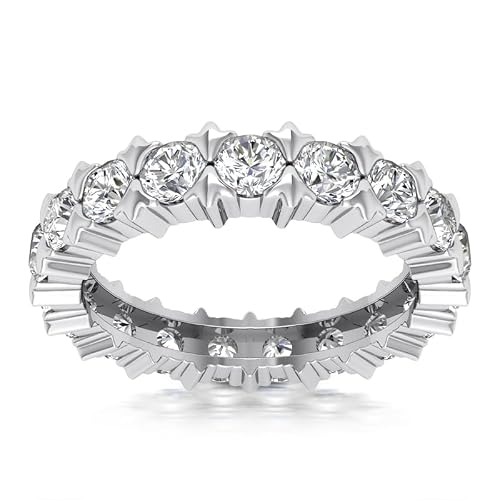 1.5 Carat Total Weight 14k White Gold Stingray Common Prong Natural Diamond Eternity Ring Wedding Band (F-G Color, SI1-SI2 Clarity) - 7 -  Avariah