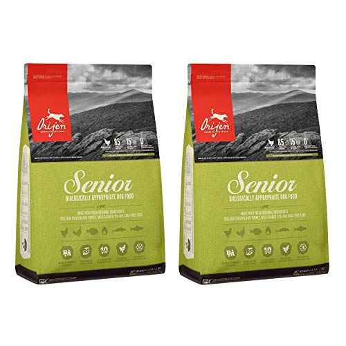 Orijen Senior High-Protein, Grain-Free, Premium Animal Ingredient, Adult Dry Dog Food - 2 Pack