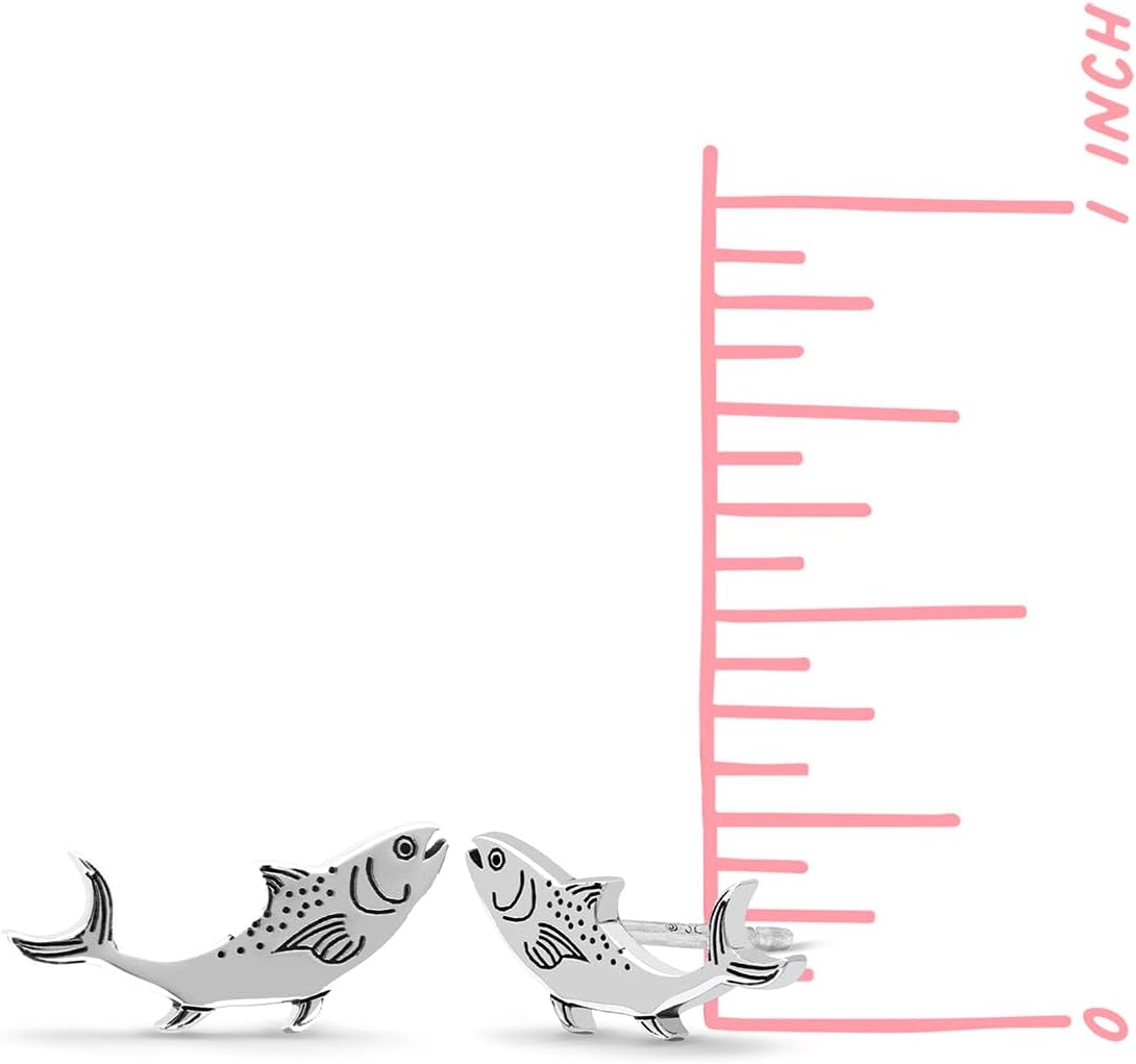 Boma Jewelry Sterling Silver Salmon Fish Stud Earrings - Image 3