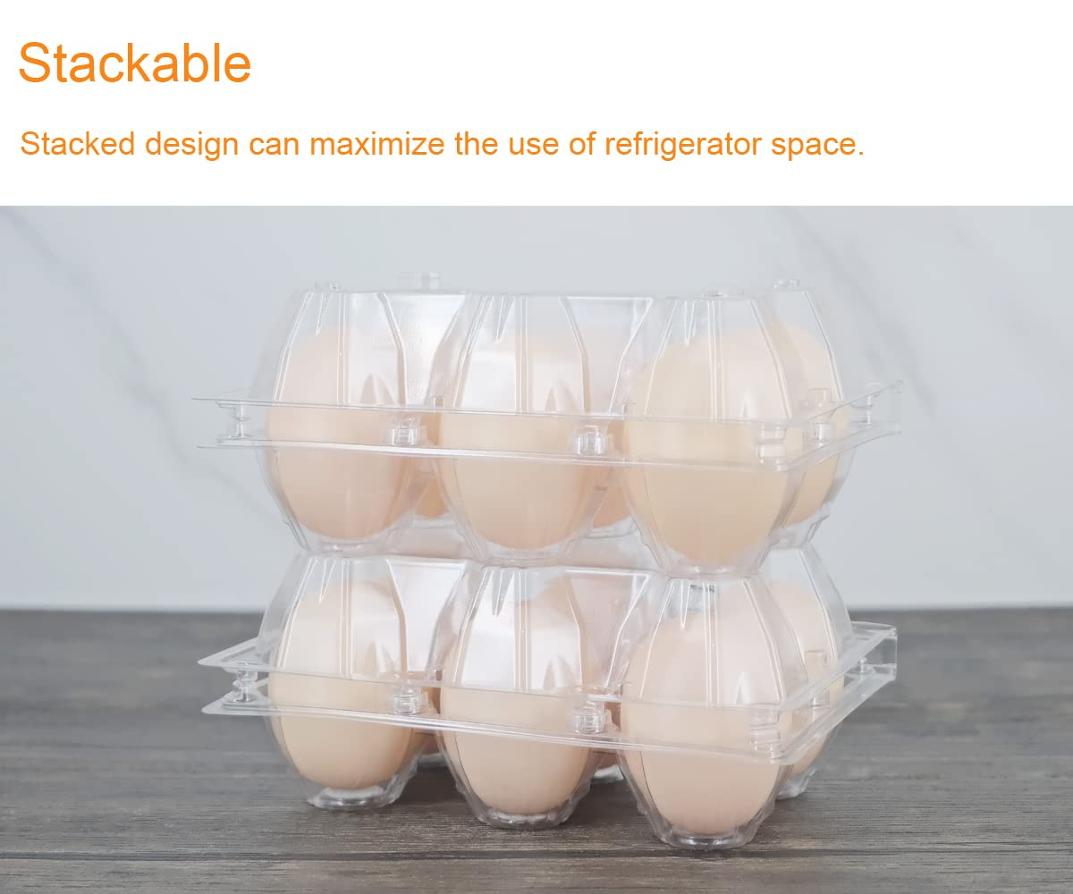 Cartoni per uova, 60 confezioni, in plastica trasparente ecologica, con etichette gratuite, può contenere fino a 6 uova in modo sicuro, perfetto per l'esposizione dei mercati agricoli di