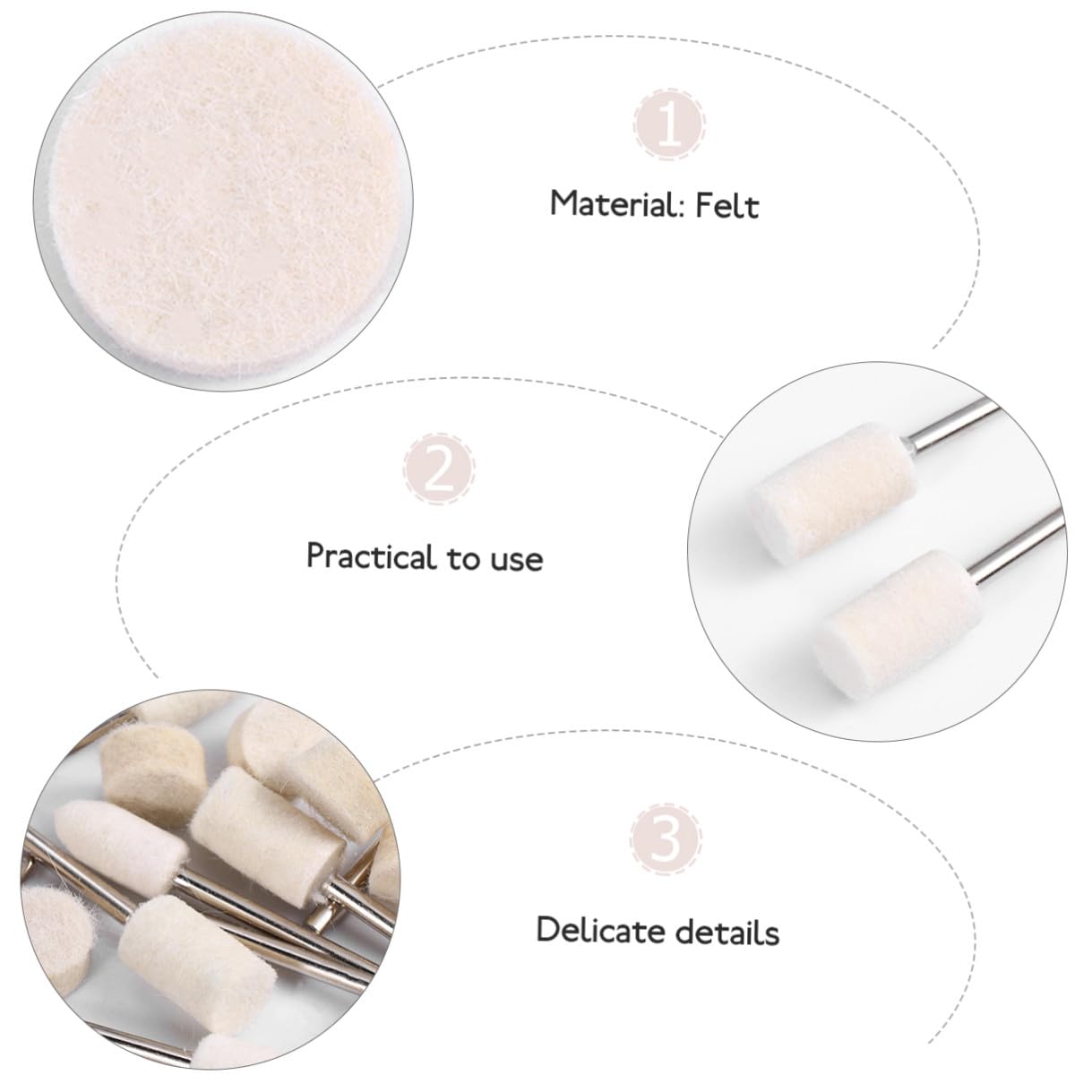 ULTECHNOVO 129pcs Wool Polishing Wheel Buffing Pads Set with Felt Polishing Tools for Metal and Jade Mirror Finish Rotary Tool Accessories for Precision Grinding