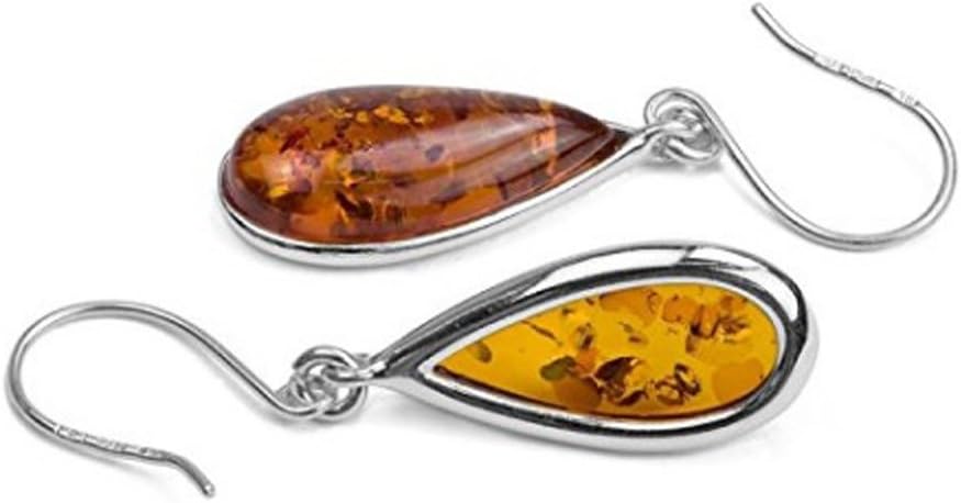 Ian and Valeri Co. Amber Sterling Silver Jewelry Set Earrings Pendant Necklace 18 Inches