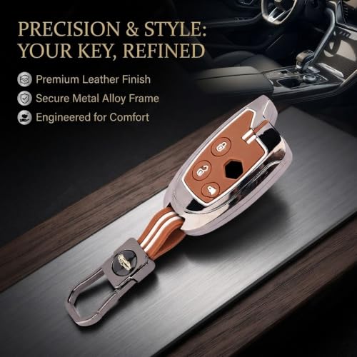 Image of Coll of Fest Premium Metal Silicone Brown Key Cover Compatible with Maruti Suzuki Nippon 3 Button Smart Key Cover Metal & Silicon Protection Glow in the Dark