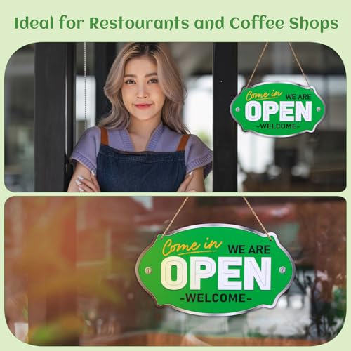 PETCEE Open Close Signs for Business - 11.8\"x6.6\" Closed Open Sign for Business with Display Specially for Restaurants Stores and Bars Effortlessly Set Your Business Hours