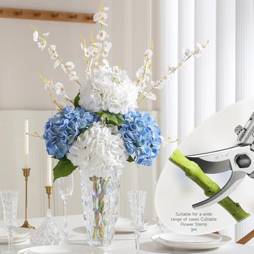 FLORRALIA 3Pcs Hydrangea Artificial Flowers, 22.44" Real Touch Latex Faux Hydrangea with Long Stems & Leaves for Home Office Decor or Wedding, Party, Centerpieces, Floral Arrangements (Blue) by FLORRALIA - Image 8