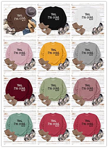 Yes I'm Cold Me 24:7 Sweatshirt For Women Funny Letter Print Long Sleeve Crewneck Pullover Sweatshirt Casual Hip Hop Hoodie Tops Xx-Large #TOP5