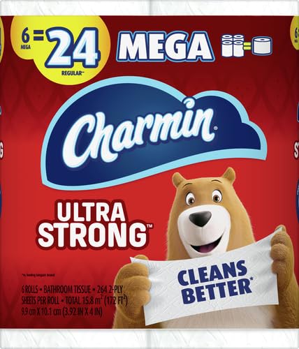 Charmin Ultra Strong Toilet Paper, 6 Mega Rolls = 24 Regular Rolls