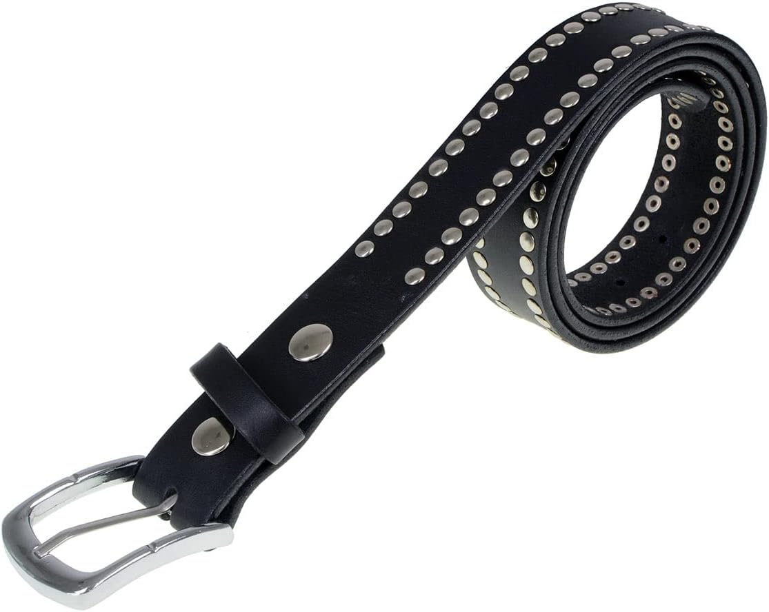 Milwaukee Leather MP7104 Men's Studded Black Genuine Leather Belt for Biker with Buckle - 1.5 inches Wide
