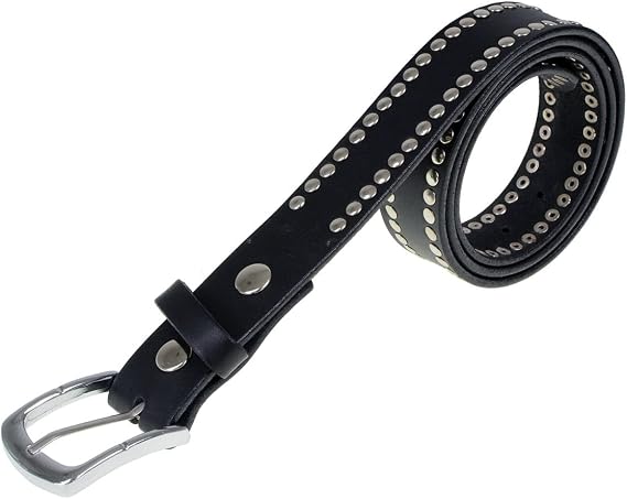 Milwaukee Leather MP7104 Men's Studded Black Genuine Leather Belt for Biker with Buckle - 1.5 inches Wide | Interchangeable Buckle; Studded Detail; Everyday Wear