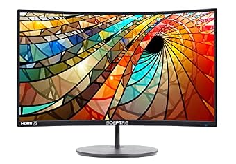 Sceptre 27" Curved 75Hz LED Monitor C278W-1920R Full HD 1080P HDMI DisplayPort VGA Speakers, Ultra Thin Metal Black, 1800R immersive curvature, 2018,Metallic Black