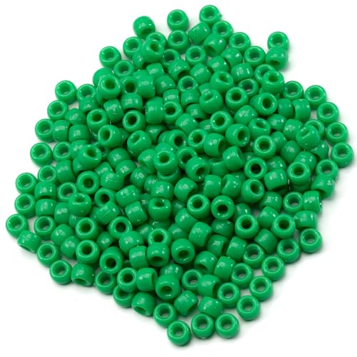 Image of 1000 Pcs Acrylic Pony Beads 6x9mm Bulk for Bracelet Necklace Jewelry Making Earring Hair Braiding Kandi Beads (green2)