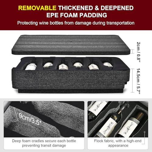 CNZOOEJIA Wine Suitcase for Airplanes Travel — 12 Bottle Wine Luggage TSA-Approved, PC Hard Shell Shockproof Wine Travel Case with Foam, Airline Checked Waterproof by CNZOOEJIA - Image 4