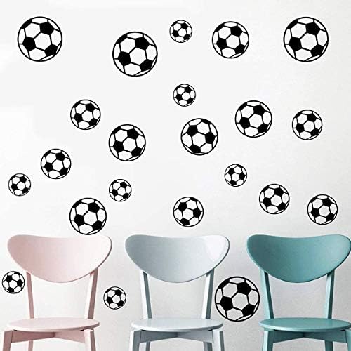 T-YU 43 PCS Soccer Ball Sticker Wall Football Wall Stickers Removable DIY Children Boys Football Decor Wall Decals Football Peel and Stickers for Walls Bedroom Living Room Home Decor(Black)