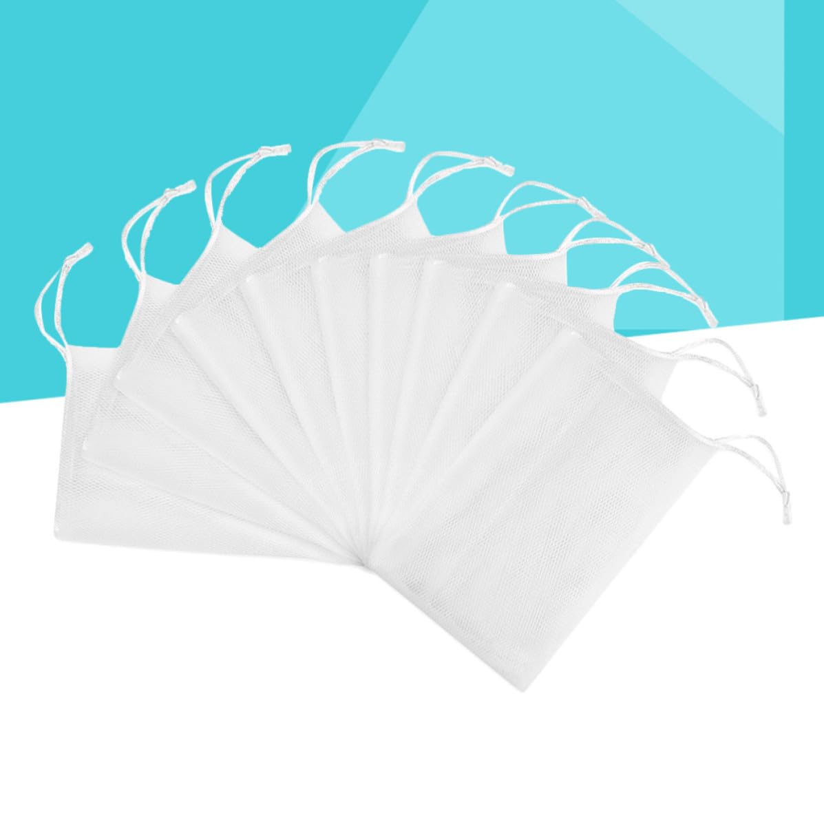 20pcs White Plastic Soap Net Drawstring Foaming Pouch