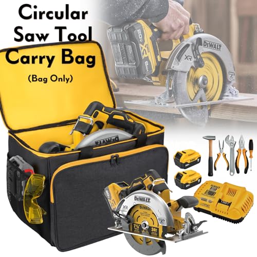 Portable Carry Bag Compatible with DEWALT 20V MAX Circular Saw DCS391B/DCS565B 6-1/2In,Storage Bag for DEWALT 20V MAX Circular Saw DCS570B/DCS573B7/DCS574B 7-1/4In,Tool Case with Multi-pocket,Black