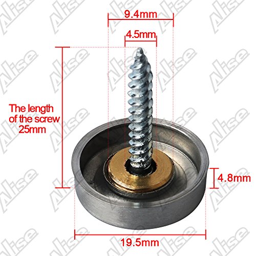 Alise 20 Pcs 4/5" Dia Sus 304 Stainless Steel Decorative Mirror Screws Cap Cover Nails,Brushed Finish #TOP2