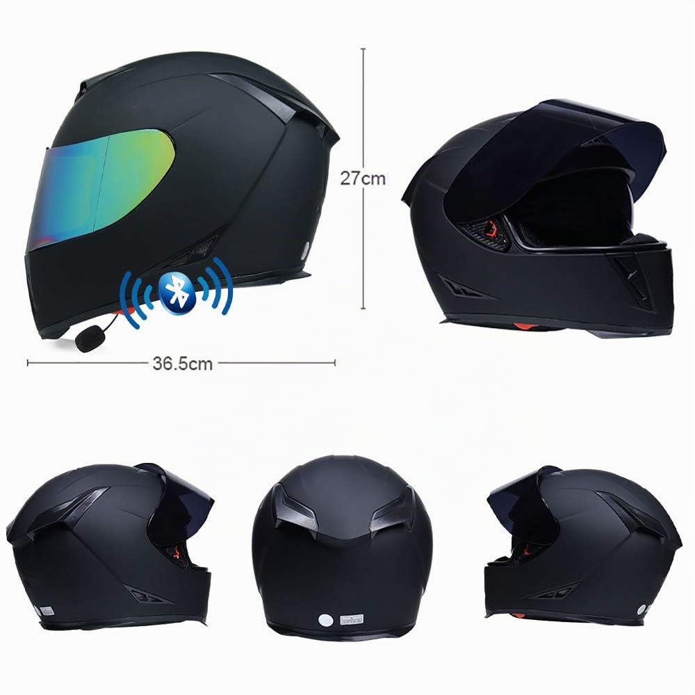 Cascos Moto Bluetooth Integrado,Casco de Moto Scooter con Guantes y Mascarilla, Casco Integral ECE Homologado con Doble Anti Niebla Visera para Mujer Hombre Adultos 55-64CM