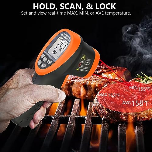 HOLDPEAK Pyrometer D:S=30:1, High Temp Infrared Thermometer -58℉~2732℉, Non-Contact Industrial Laser Thermometer Gun, Digital IR Temperature Gauge HP-2732 (NOT for Human)