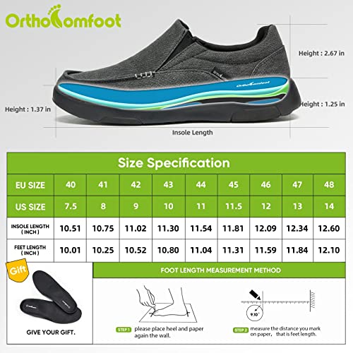 Orthocomfoot Highest Rated Mens Walking Shoes,Best Plantar Fasciitis Sneakers For Flat Feet With Arch Supportsupportive Canvas Loafers For High Arch Black Size 13 #TOP3