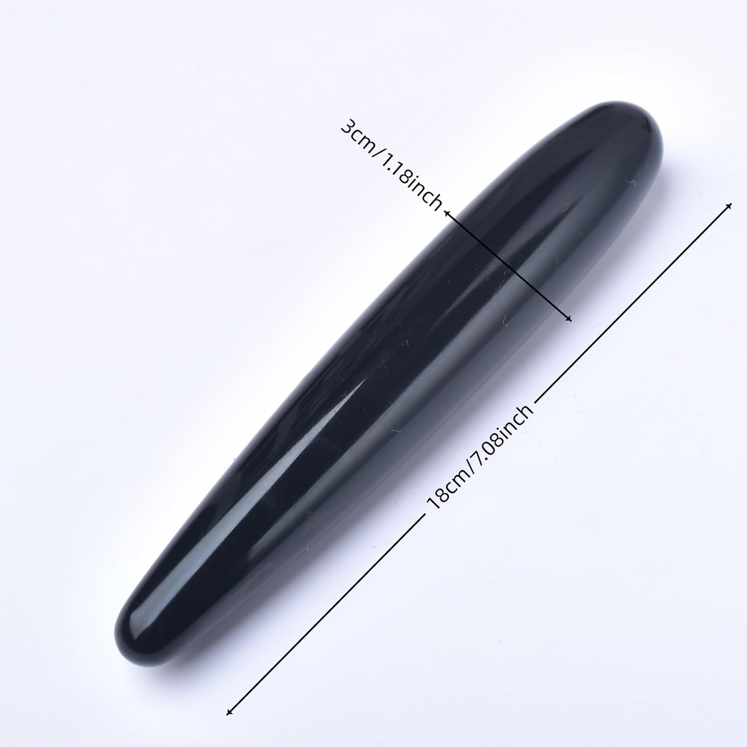 Natural Black Obsidian Crystal Yoni Wand, Polished Healing Stone, Meditation Decor, 7.08 x 1.18 Inches