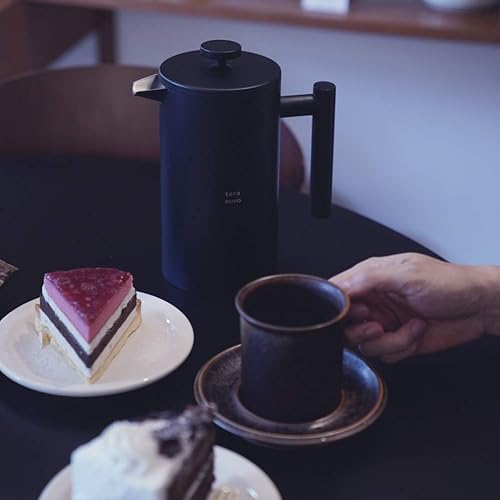 Miniatura 2 de Cafetera de prensa francesa de acero inoxidable, 1 litro, 34 onzas, 8 tazas, doble pared, aislada al vacío, 4 pantallas de filtro, construcción de
