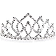 Andersons Armande Rhinestone Tiara, Sparkling 225-Inch Silver Crown with Interlocking Clear Faux Diamonds, Adjustable Band & Comfort Combs, Perfect for Proms, Homecomings, Weddings, Pageants & Special Events