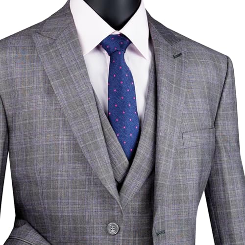Luxurious Men's 3-Piece Glen Plaid Suit4