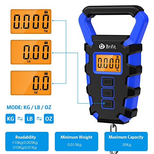 Amir Digital Fishing Scale With Gripper And Ruler, Electric Fish Meat Scale 110Lb Weight Max, Electronic Portable Hanging Luggage Scale With Hook, Lb/Oz/Kg Mode, Batteries Included (Blue) #TOP1