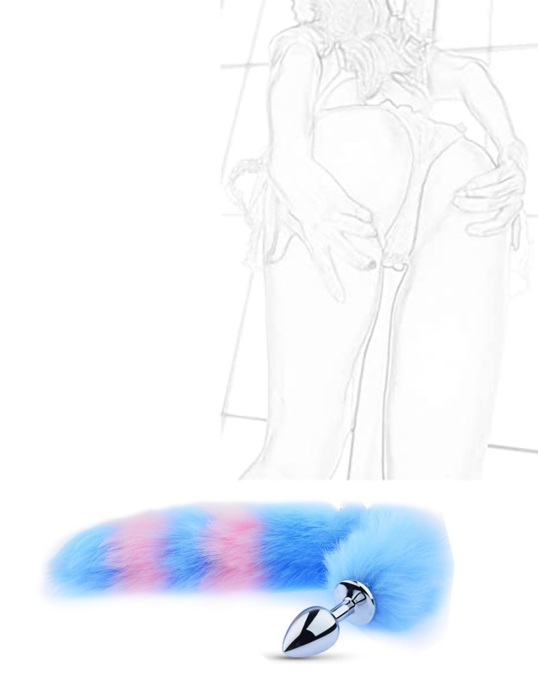 𝙎𝙚̣𝙭 𝙏σ𝙮𝙨 Un Set di Accessori per Coda di Volpe con Fascia per Orecchie di Gatto Godetevi La Coppia Giocosa E Affascinante! Cosplay Set di Quattro Pezzi Blu Un Regalo per Uomini E Donne