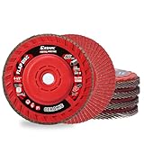 EZARC Flap Discs 80 Grit, 4-1/2' x 7/8' Ceramic Grain Flap Sanding Disc, Type 27 Heavy Duty Abrasive Trimmable Grinding Wheel Finishing for Stainless Steel, Sheet Metal (5 Pack)