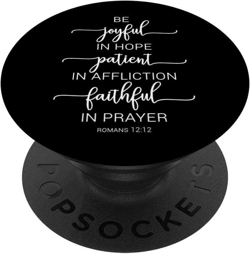 Bible Verse Romans 12:12 Be Joyful in Hope Quote on Black PopSockets PopWallet for MagSafe