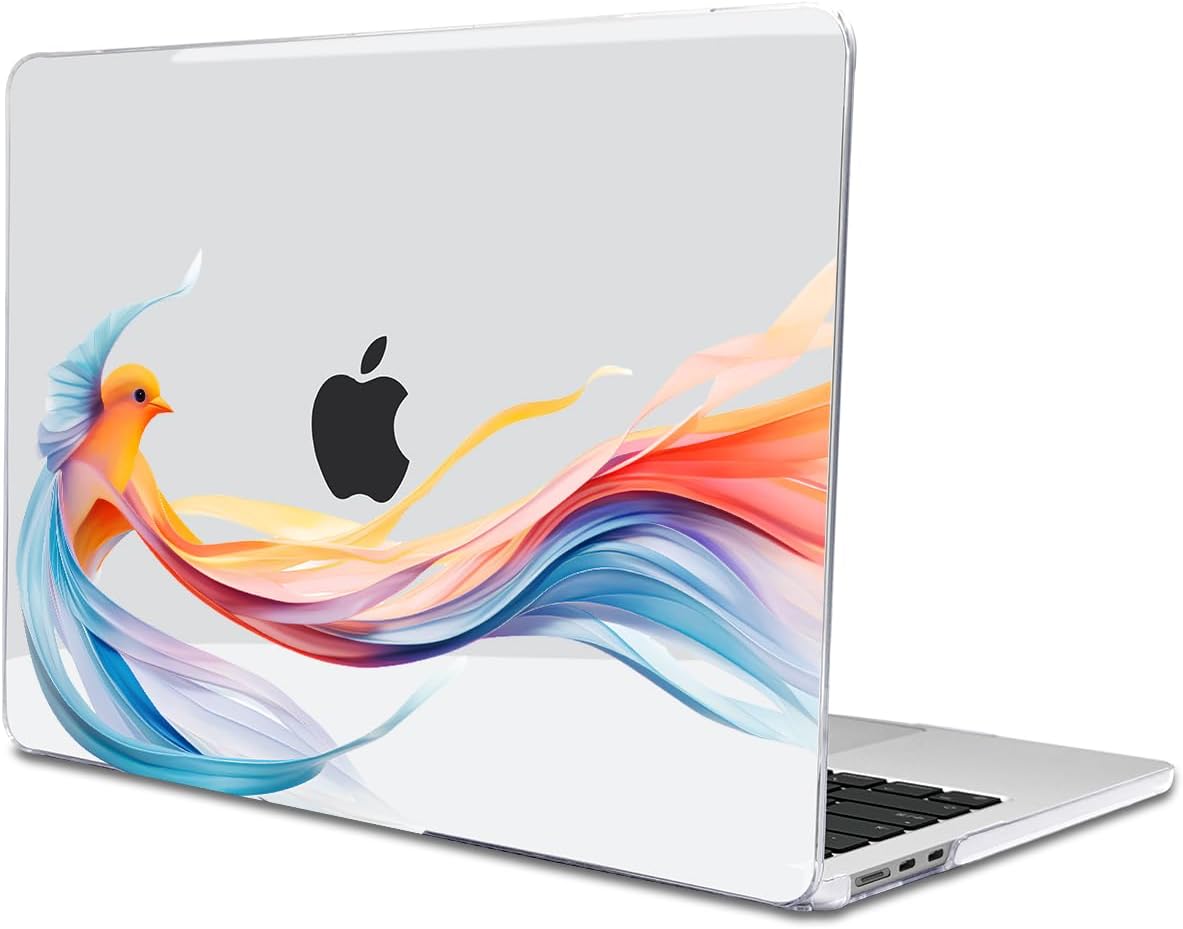 Case Compatible with MacBook Air 13 inch 2026 2025 2024-2022 Release Model M2 A2681 M3 A3113 M4 A3240 M5 A3449 Cover, Pattern Plastic Hard Shell for MacBook Air 13.6 M5 Case, Ribbon Bird