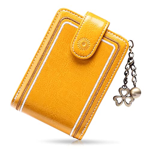 SENDEFN Credit Card Wallet RFID Blocking Genuine Leather Zipper Card Cases Holder for Women