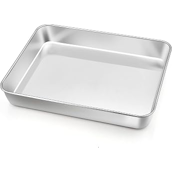 Homikit Baking Tray Stainless Steel Small Casserole Dish Oven Tray 23.8 x 18 x 5 cm Rectangular deep fat pan oven mould for baking roasting serving healthy easy to clean and dishwasher safe