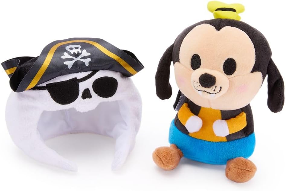Disney Store Official Mini Mix-Its Plushies – Goofy - Cute Stuffed Animals - Mix & Match Detachable Hats - Hook and Loop Strap - Plush Toys for Kids and Collectors, 7 Inch