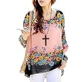 HP95(TM) Women's Bohemian Style Batwing Sleeve Chiffon Beach Loose Shirt (C)