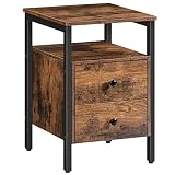 HOOBRO Nachttisch, Beistelltisch, Nachtschrank mit 2 Schubladen, 40 x 40 x 61 cm, Nachtkommode, Leicht Montierbar, Vintage EBF43BZ01G2