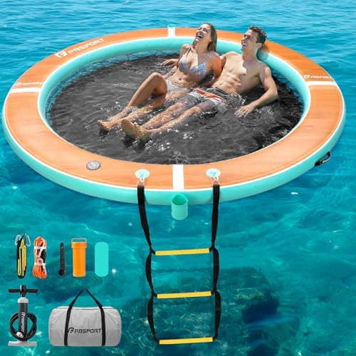 FBSPORT Schwimmende Insel für mehrere Personen, runde Schwimmplattform mit Getränkehalter, strapazierfähige Schwimminsel für See, rutschfeste Schwimmplattform für Pool & Meer, wahl