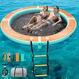 FBSPORT Isola Galleggiante Multi-Persona, Piattaforma Galleggiante Rotonda con portabicchieri, Isola Galleggiante Resistente Antiscivolo per Piscina, Lago e Mare, Dimensioni Opzionali 6/8/10 Piedi