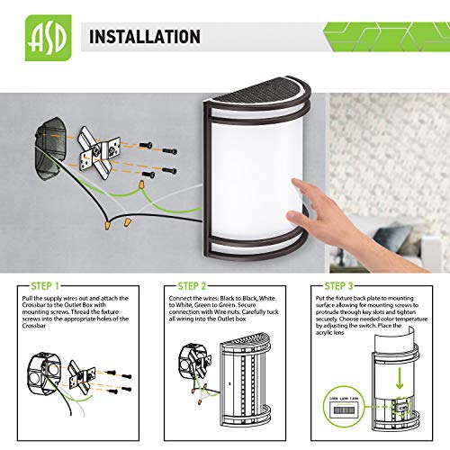 Asd Led Indoor Wall Mount Light Fixture - Modern Interior Oil Rubbed Bronze Wall Sconce Lighting - 3000K 4000K 5000K Adjustable - Half Cylinder Hallway Light Fixture - Etl & Energy Star Listed 4 Pack #TOP6