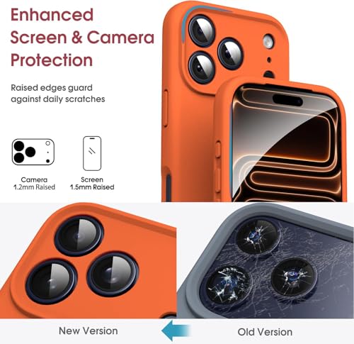 Image of DIZORO Compatible for (iPhone 17 Pro Case) Slim Liquid Silicone Case 3 Layers Full Covered Soft Gel Rubber Phone Case Protective Cover (Cosmic Orange)