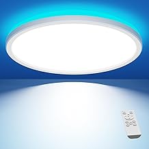 slochi LED Ceiling Light Dimmable with Remote Control, 40 cm RGB Colour Changing Ceiling Light LED, 3000 K - 6500 K Bathroom Lamp for Bathroom, Children's Room, Bedroom, Living Room, Round White