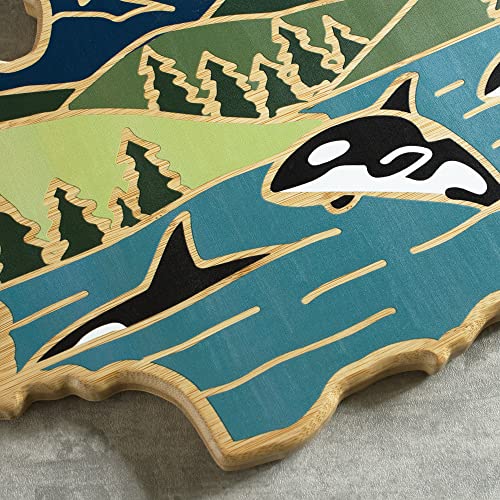 Totally Bamboo Washington State Shaped Cutting Board, Summer Stokes Art by Totally Bamboo - Used condition - Image 2