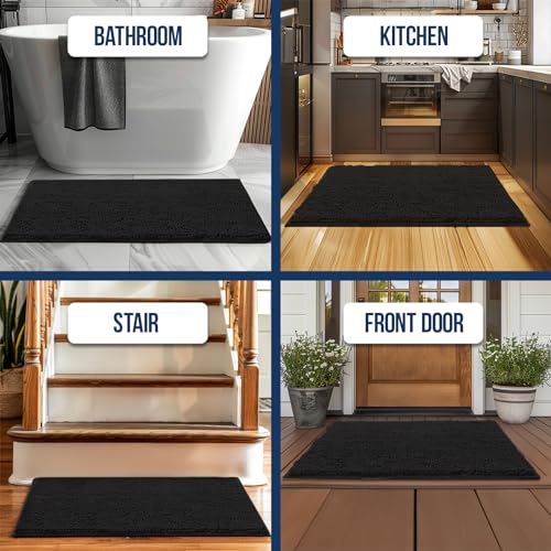 Muddy Mat® | Chenille Bathroom Rugs Quick Dry Microfiber Mats Non Slip Washable, Extra Thick, Soft and Highly Absorbent Bath Mats for Bathroom, Kitchen, and Shower Floor - Black 24"x35" by Muddy Mat - Used condition - Image 6