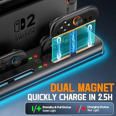 Switch 2 Controller Charger Station for Nintendo Switch 2 Joycon (2025), Controller Charging Dock for Joycon 2 with RGB, Joy-Con 2 Charging Dock Kit with Charge Cable, 7.9 Inch