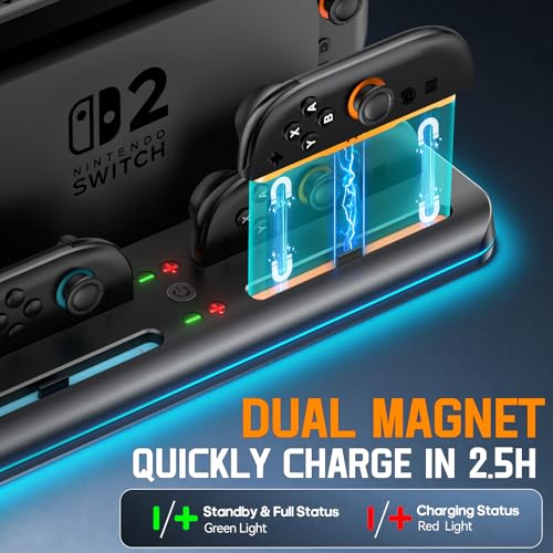 Switch 2 Charging Dock Station with Charging Cable for Nintendo Game Console, Joycon Charging Dock for Nintendo 2, Must Have 2H Switch Controller Joycon Charger Accessories for Gamer (Not for 1st-Gen) by Tokluck - Image 4