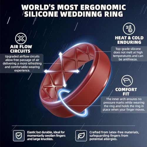 image for Egnaro Men's Rings 8.5mm Wide-2mm Thick Inner Arc Ergonomic Breathable
