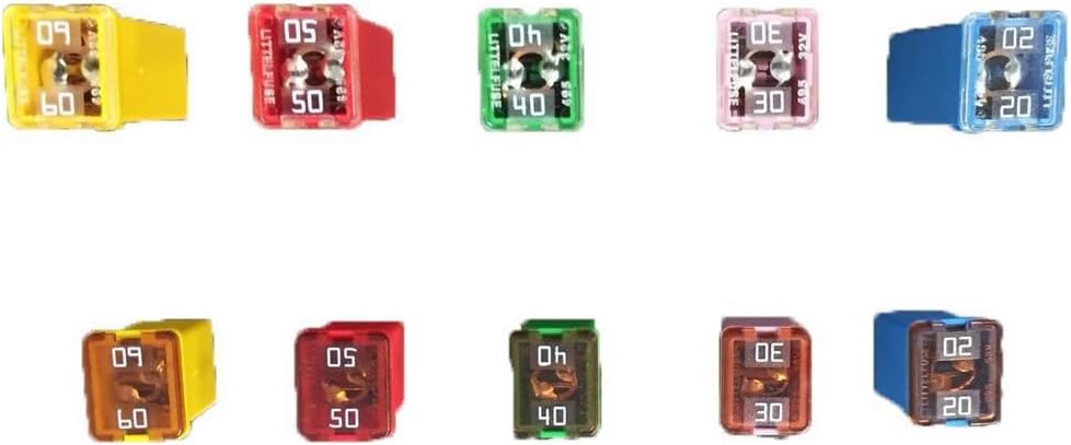 Jcase Fuse Kit Mini Jcase Fuse Assortment LOW-HIGH PROFILE 20A 30A 40A 50A 60A Fit for Ford Chevy/GM Nissan and Toyota Pickup Trucks Cars and SUVs (10 Pack)