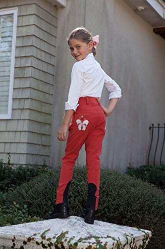 Huntley Equestrian Girls' Breeches, Red, 14 #TOP5