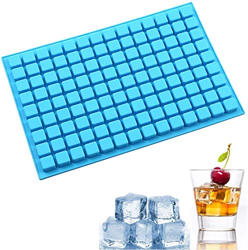 Dubens Mini Candy Silicone Mould, Ice Cube Trays, 126 Cavity Squares, Small, Smooth, Non-Stick, BPA Free; for Iced Whisky, Chocolate Truffle, Caramel Sweets, Jelly, Praline, Gummies